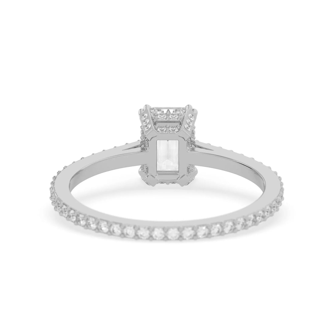 OctaPearl Emerald Lab Grown Diamond Hidden Halo Pave Engagement Ring