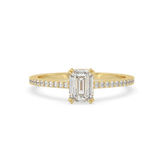 OctaPearl Emerald Lab Grown Diamond Hidden Halo Pave Engagement Ring
