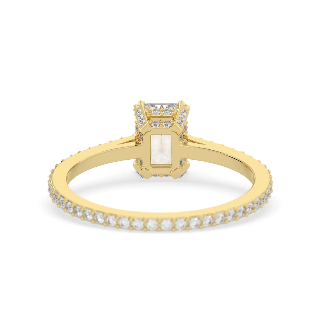 OctaPearl Emerald Lab Grown Diamond Hidden Halo Pave Engagement Ring