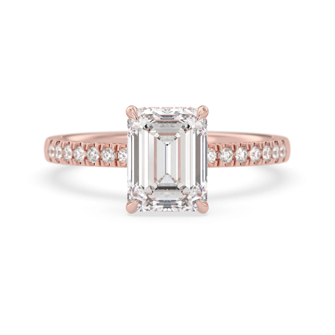 OctaPearl 2.5 ct Emerald Hidden Halo Lab Grown Diamond Pavé Engagement Ring