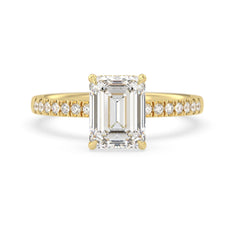 OctaPearl 2.5 ct Emerald Hidden Halo Lab Grown Diamond Pavé Engagement Ring