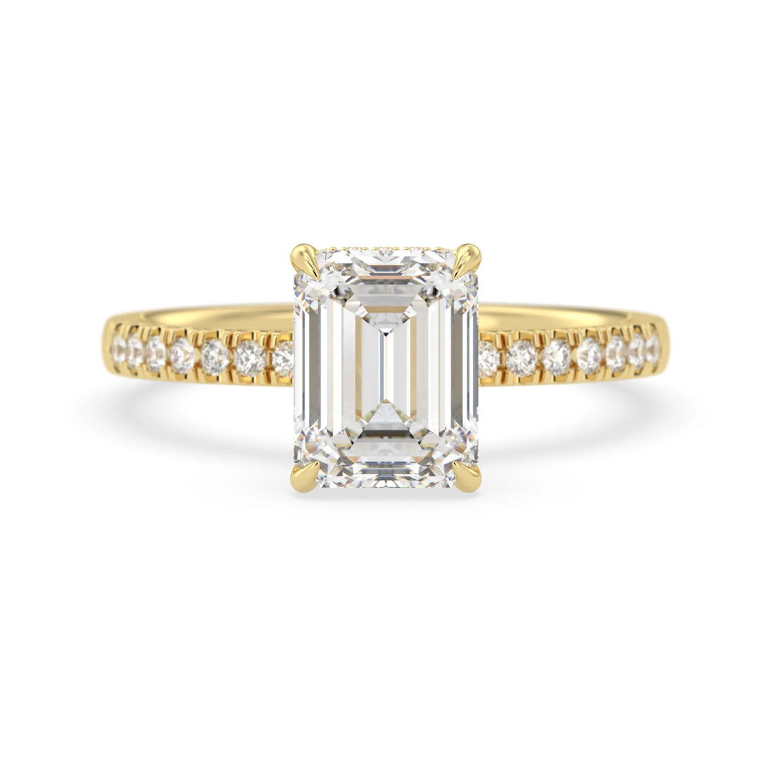 OctaPearl 2.5 ct Emerald Hidden Halo Lab Grown Diamond Pavé Engagement Ring