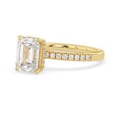 OctaPearl 2.5 ct Emerald Hidden Halo Lab Grown Diamond Pavé Engagement Ring - alternate view