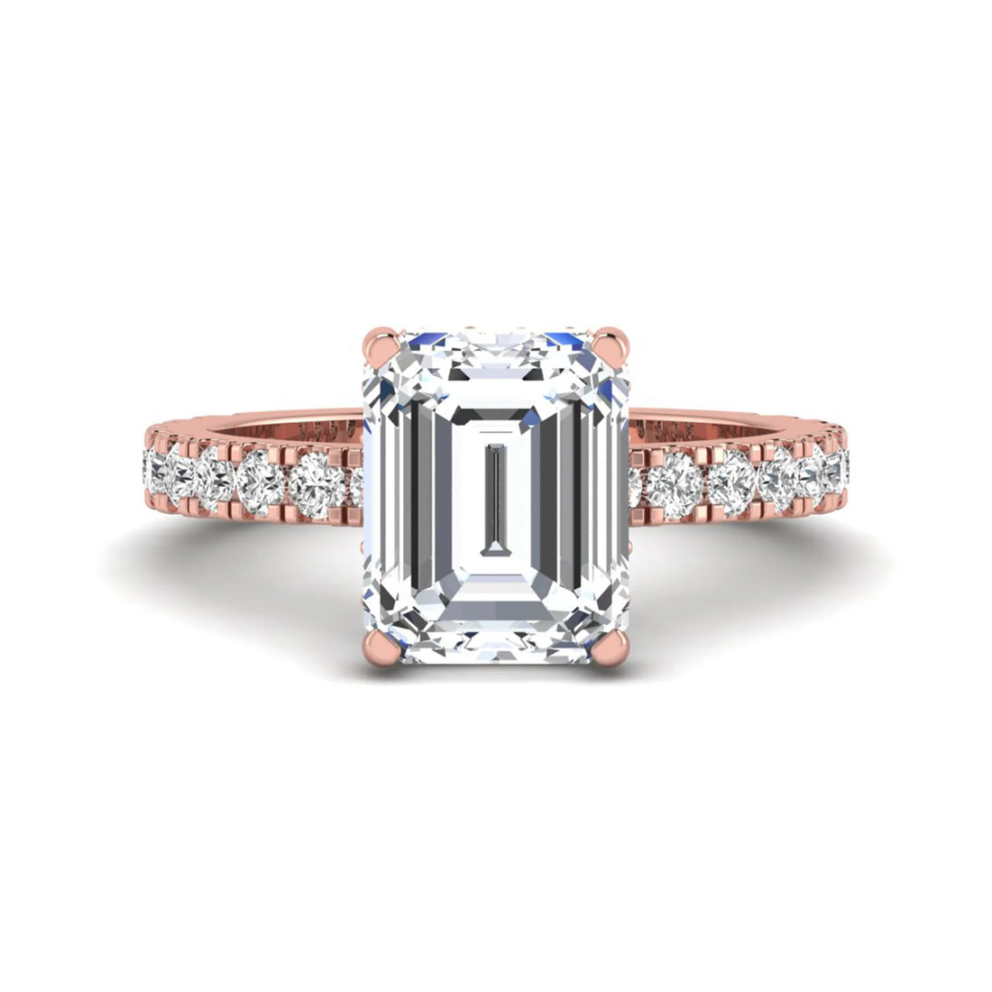 OctaPearl 4 ct Emerald Hidden Halo Pavé Lab Grown Diamond Engagement Ring