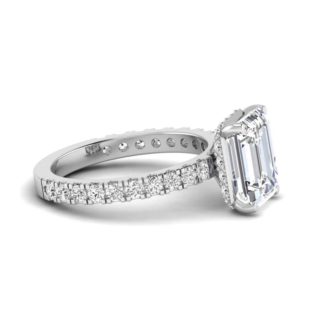 OctaPearl 4 ct Emerald Hidden Halo Pavé Lab Grown Diamond Engagement Ring