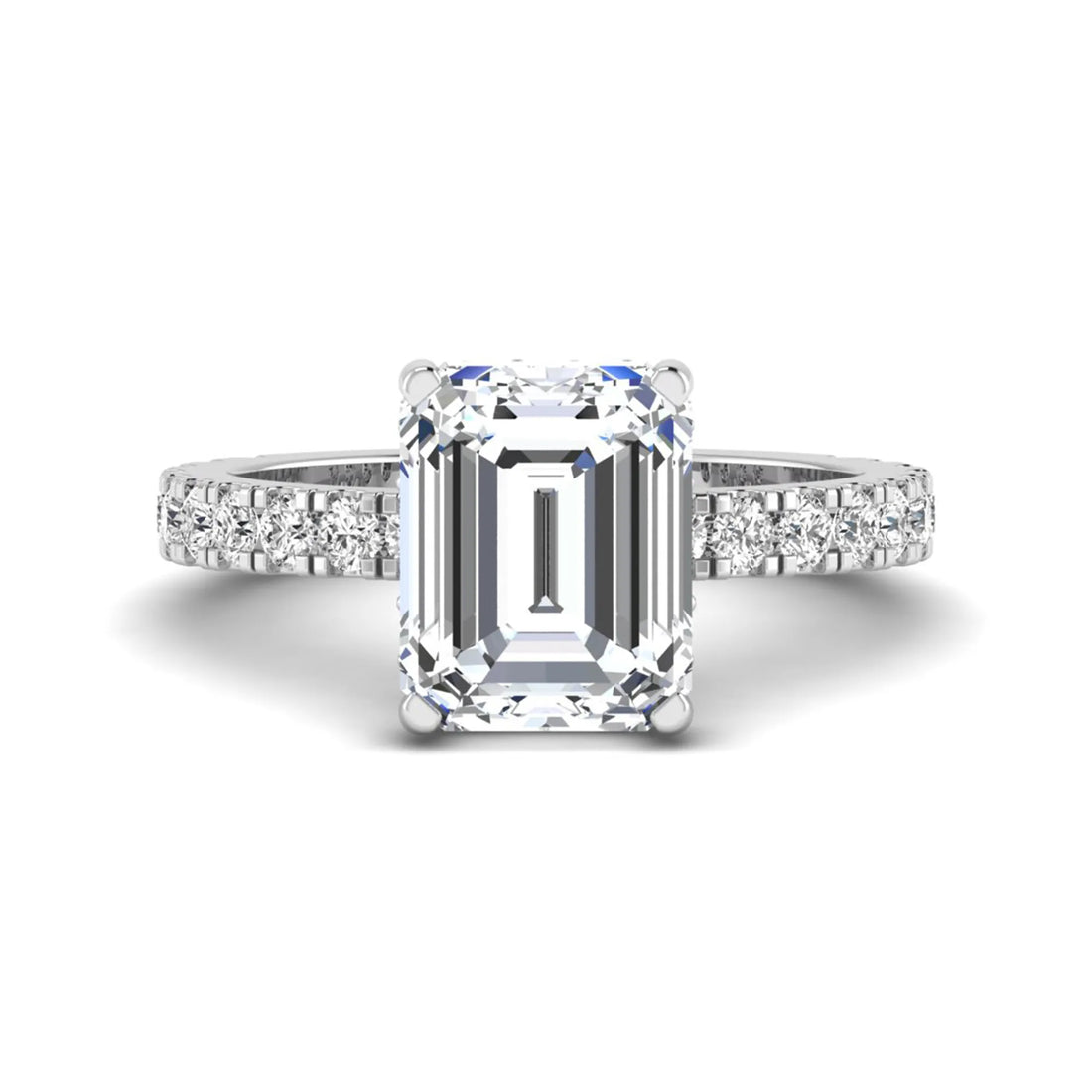 OctaPearl 4 ct Emerald Hidden Halo Pavé Lab Grown Diamond Engagement Ring