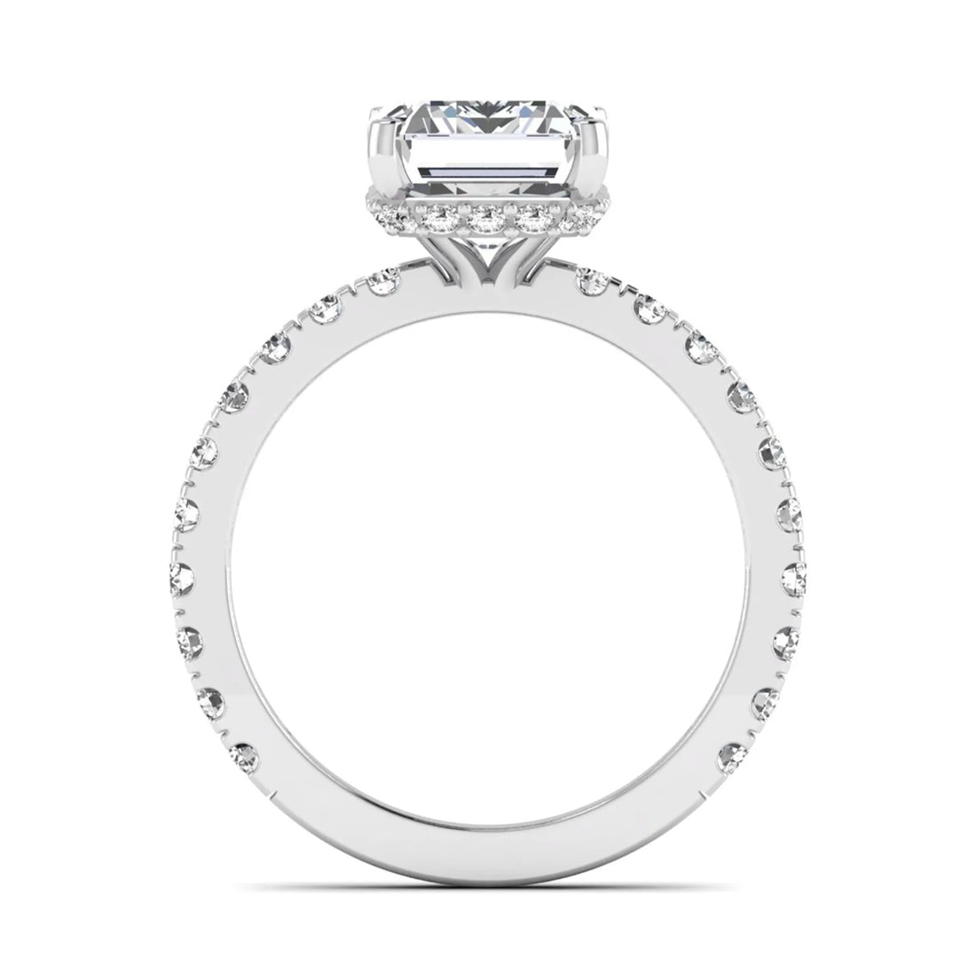 OctaPearl 4 ct Emerald Hidden Halo Pavé Lab Grown Diamond Engagement Ring