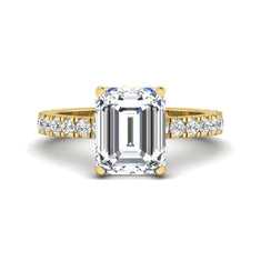 OctaPearl 4 ct Emerald Hidden Halo Pavé Lab Grown Diamond Engagement Ring