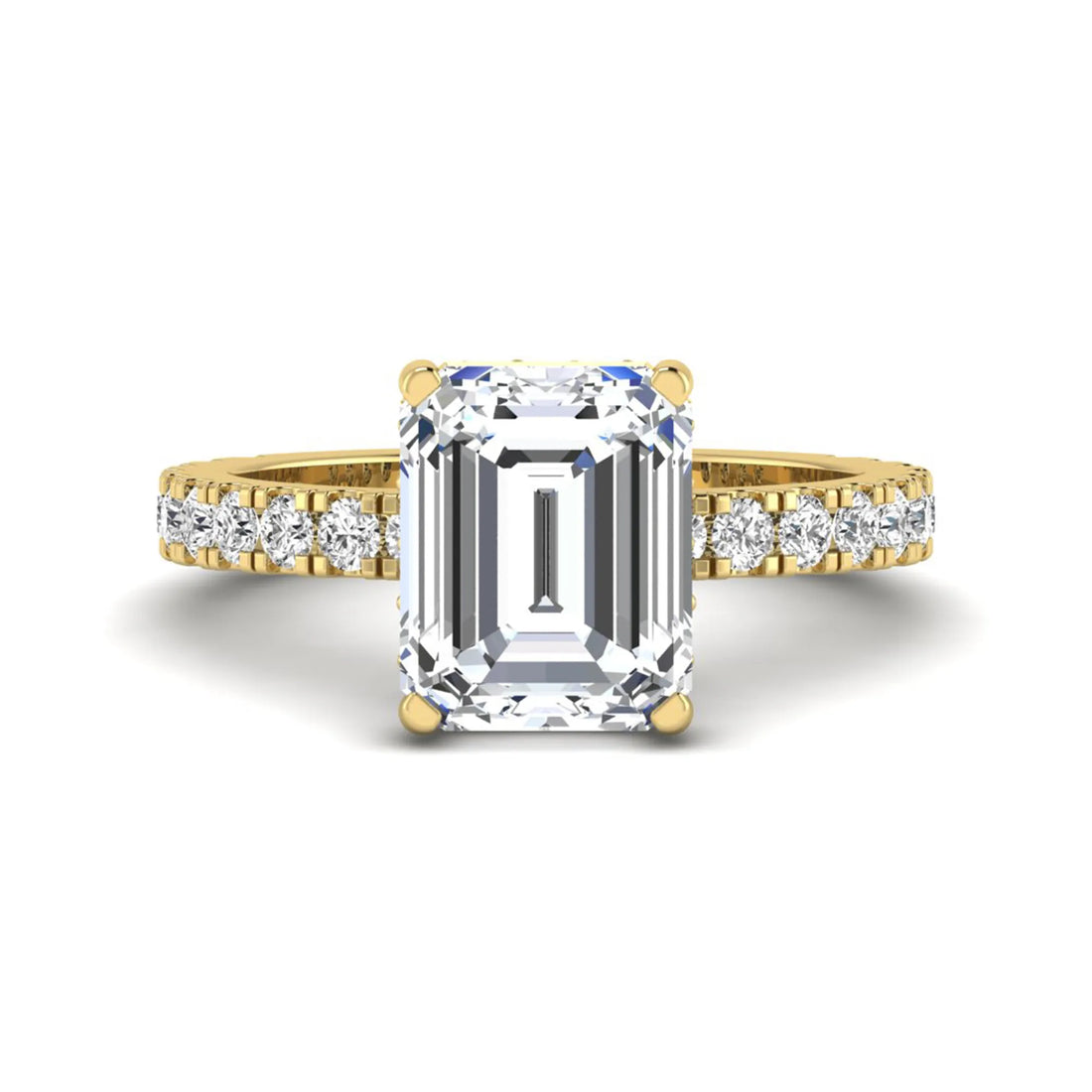 OctaPearl 4 ct Emerald Hidden Halo Pavé Lab Grown Diamond Engagement Ring