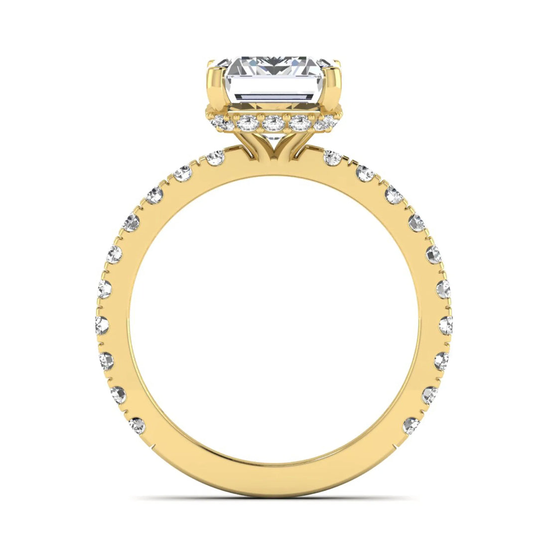 OctaPearl 4 ct Emerald Hidden Halo Pavé Lab Grown Diamond Engagement Ring