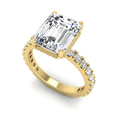 OctaPearl 4 ct Emerald Hidden Halo Pavé Lab Grown Diamond Engagement Ring - alternate view