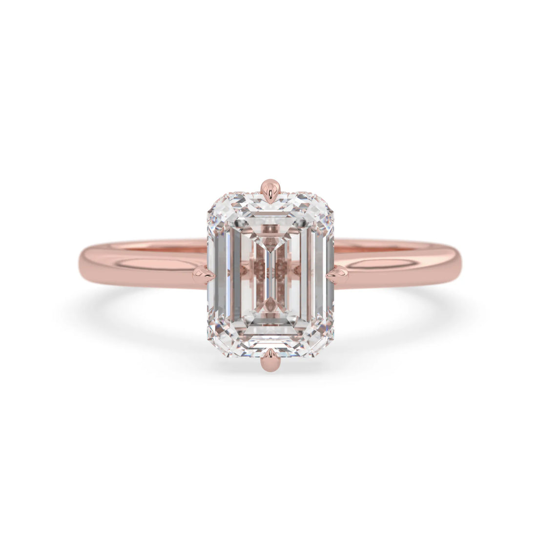 OctaPearl 2.5 ct Emerald Lab Grown Diamond Hidden Halo Engagement Ring