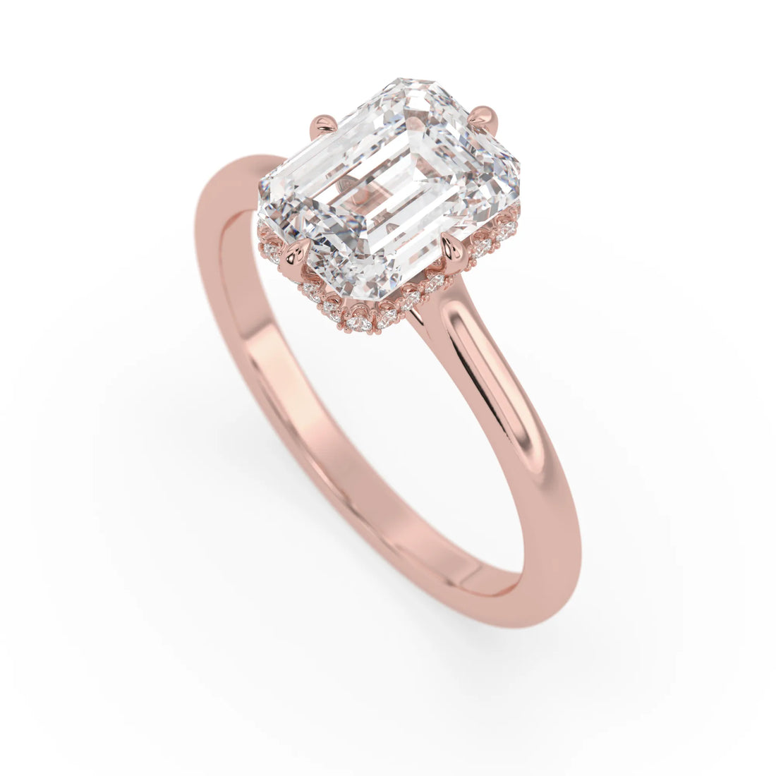 OctaPearl 2.5 ct Emerald Lab Grown Diamond Hidden Halo Engagement Ring
