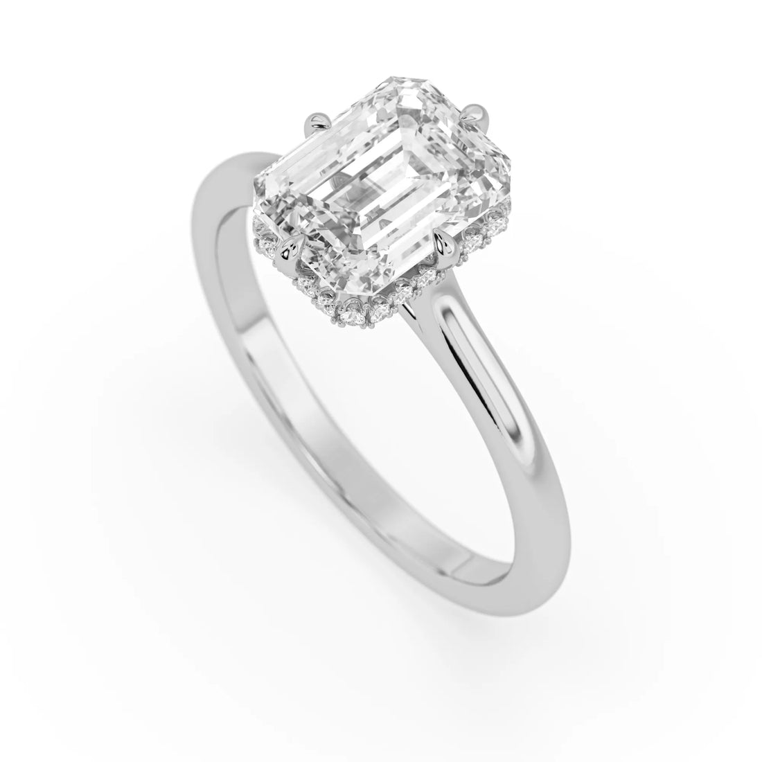 OctaPearl 2.5 ct Emerald Lab Grown Diamond Hidden Halo Engagement Ring