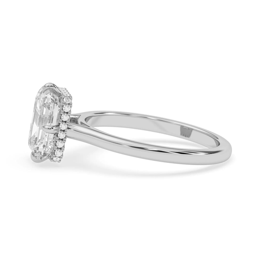 OctaPearl 2.5 ct Emerald Lab Grown Diamond Hidden Halo Engagement Ring