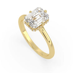 OctaPearl 2.5 ct Emerald Lab Grown Diamond Hidden Halo Engagement Ring - alternate view