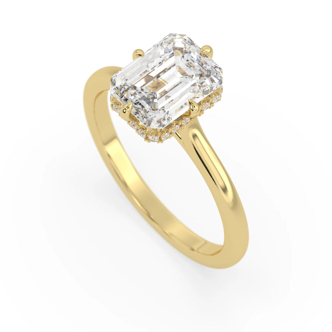 OctaPearl 2.5 ct Emerald Lab Grown Diamond Hidden Halo Engagement Ring