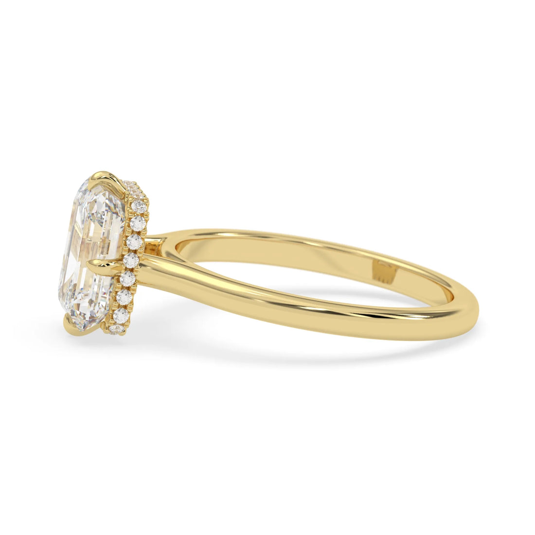 OctaPearl 2.5 ct Emerald Lab Grown Diamond Hidden Halo Engagement Ring