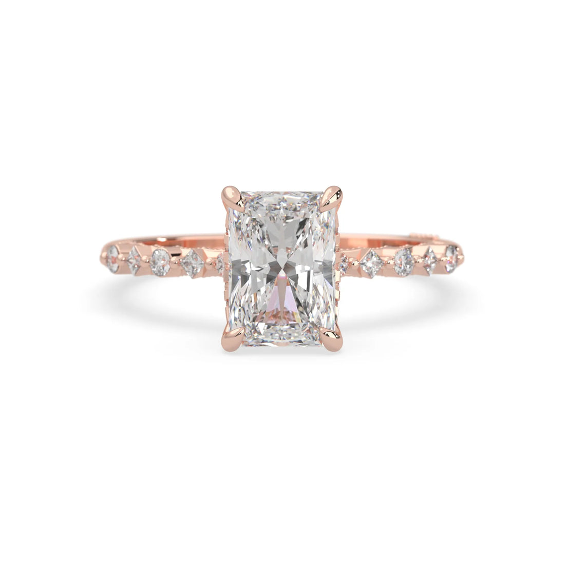 OctaPearl 2.50 ct Emerald Lab Grown Diamond Hidden Halo Pave Engagement Ring
