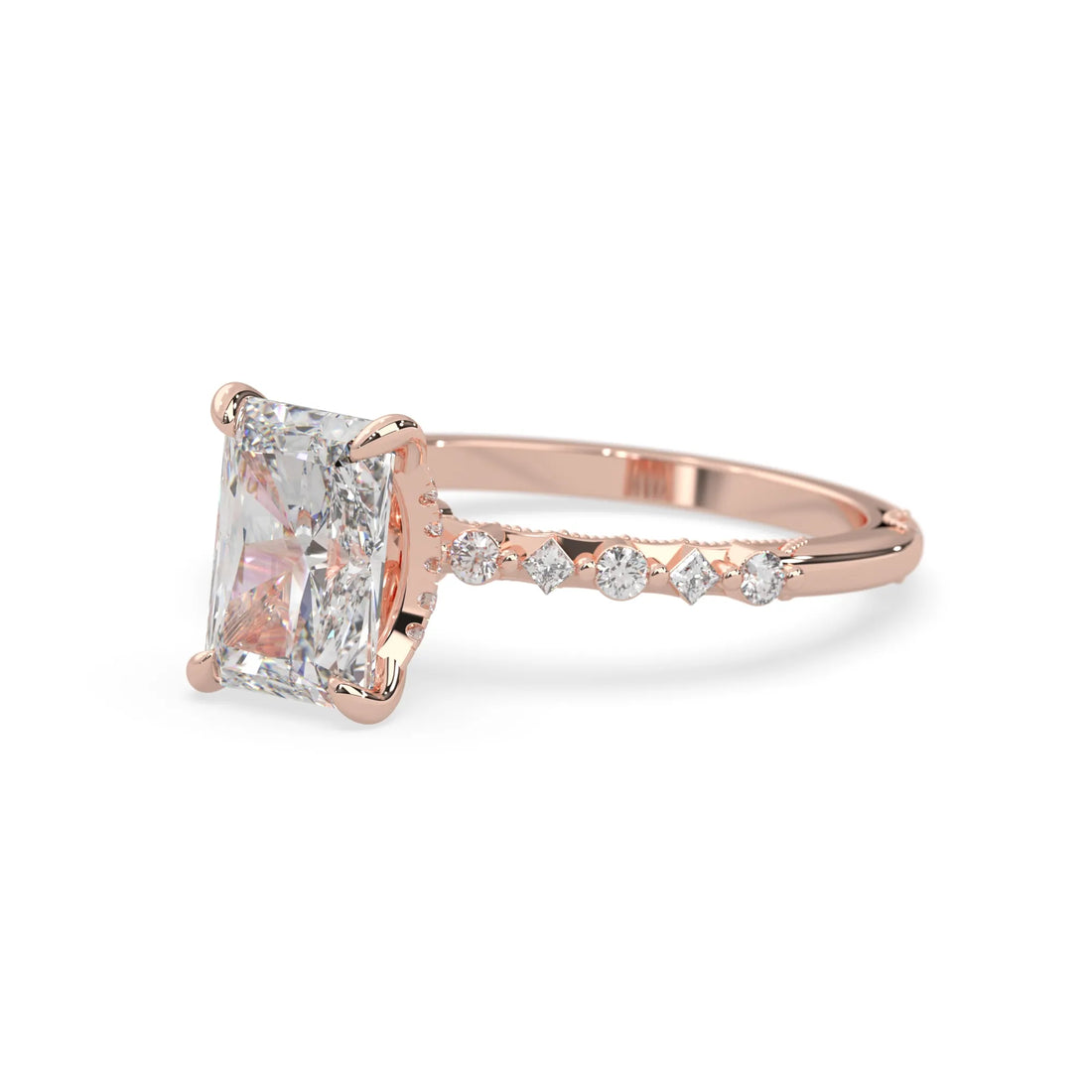 OctaPearl 2.50 ct Emerald Lab Grown Diamond Hidden Halo Pave Engagement Ring