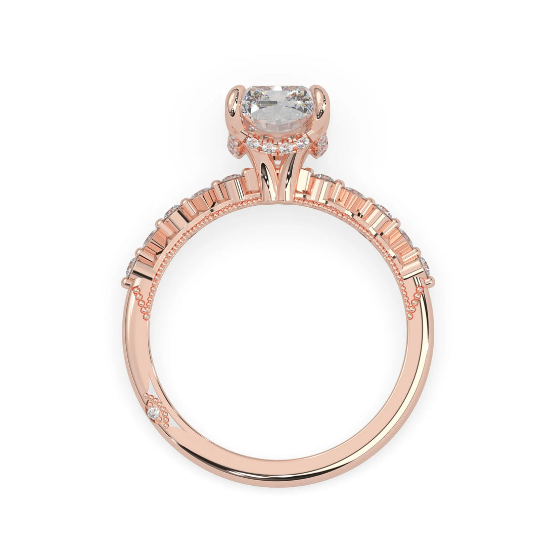 OctaPearl 2.50 ct Emerald Lab Grown Diamond Hidden Halo Pave Engagement Ring