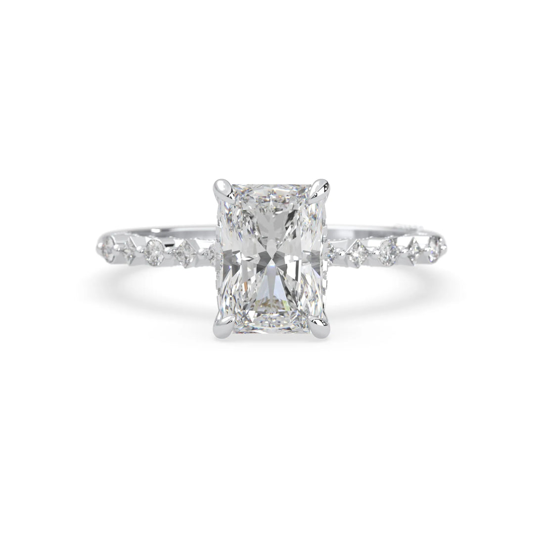 OctaPearl 2.50 ct Emerald Lab Grown Diamond Hidden Halo Pave Engagement Ring