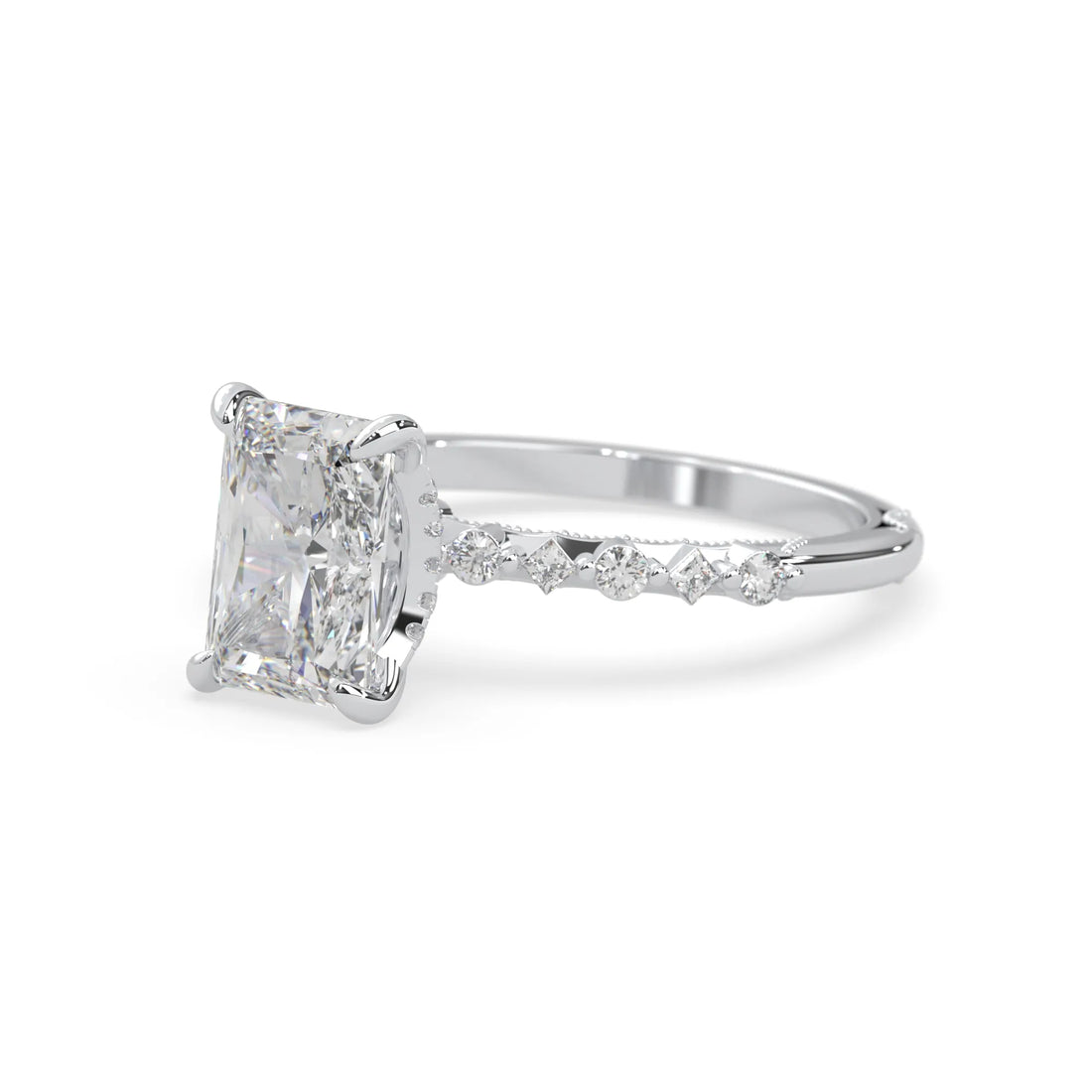 OctaPearl 2.50 ct Emerald Lab Grown Diamond Hidden Halo Pave Engagement Ring
