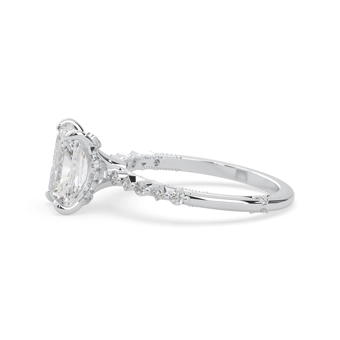 OctaPearl 2.50 ct Emerald Lab Grown Diamond Hidden Halo Pave Engagement Ring