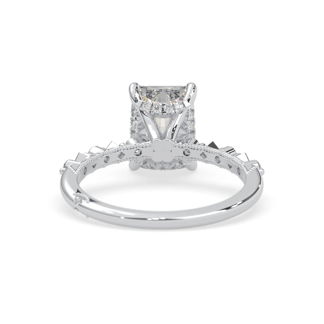 OctaPearl 2.50 ct Emerald Lab Grown Diamond Hidden Halo Pave Engagement Ring