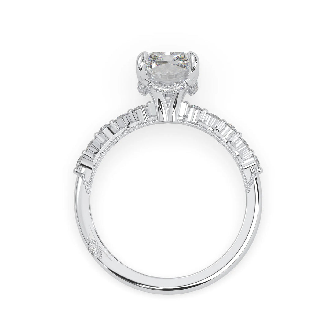 OctaPearl 2.50 ct Emerald Lab Grown Diamond Hidden Halo Pave Engagement Ring