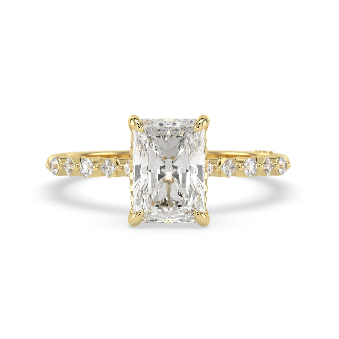 OctaPearl 2.50 ct Emerald Lab Grown Diamond Hidden Halo Pave Engagement Ring