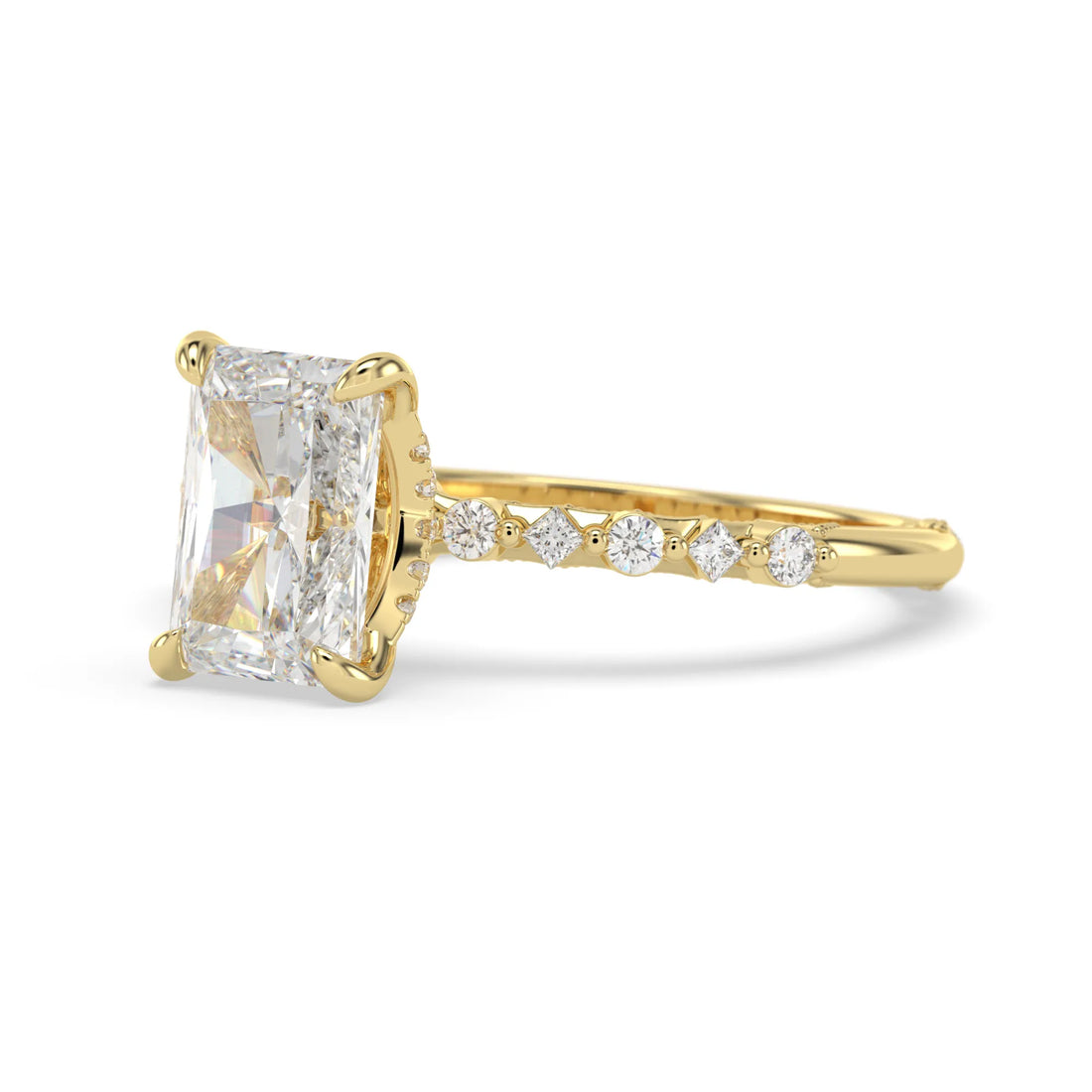 OctaPearl 2.50 ct Emerald Lab Grown Diamond Hidden Halo Pave Engagement Ring