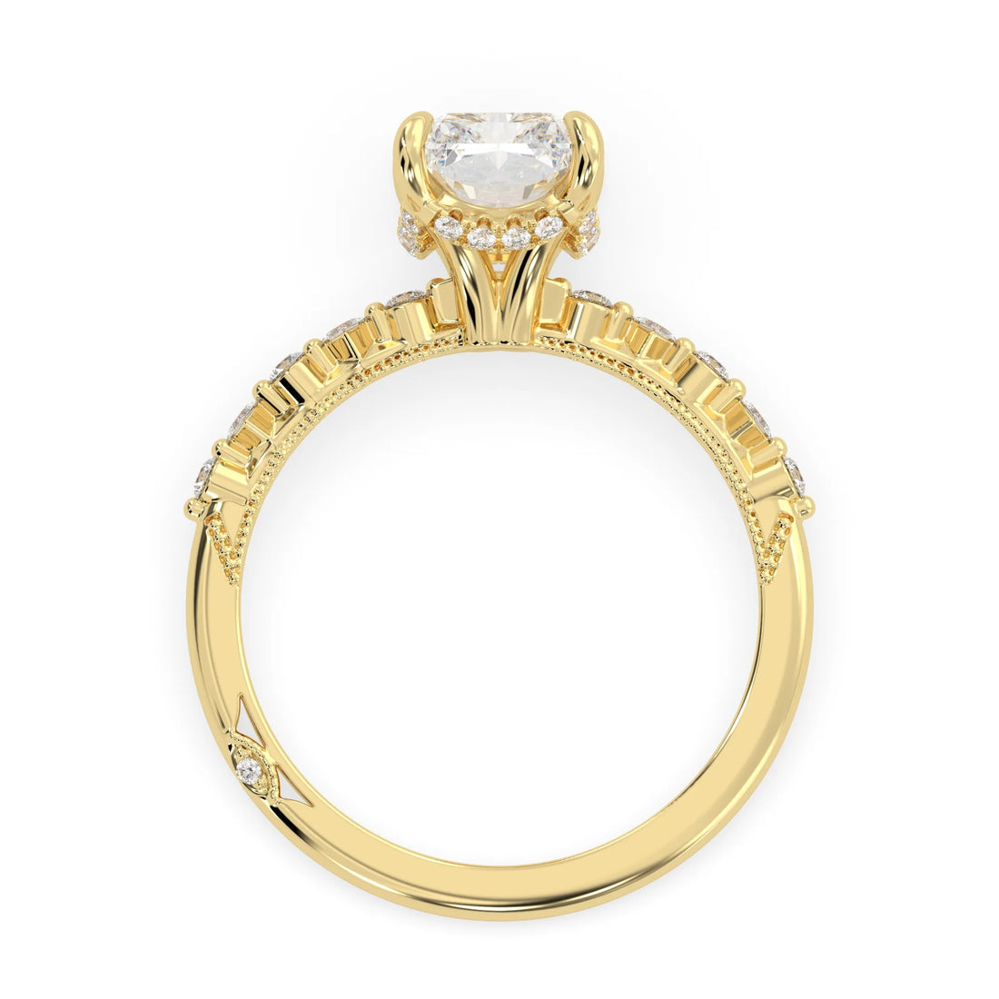 OctaPearl 2.50 ct Emerald Lab Grown Diamond Hidden Halo Pave Engagement Ring