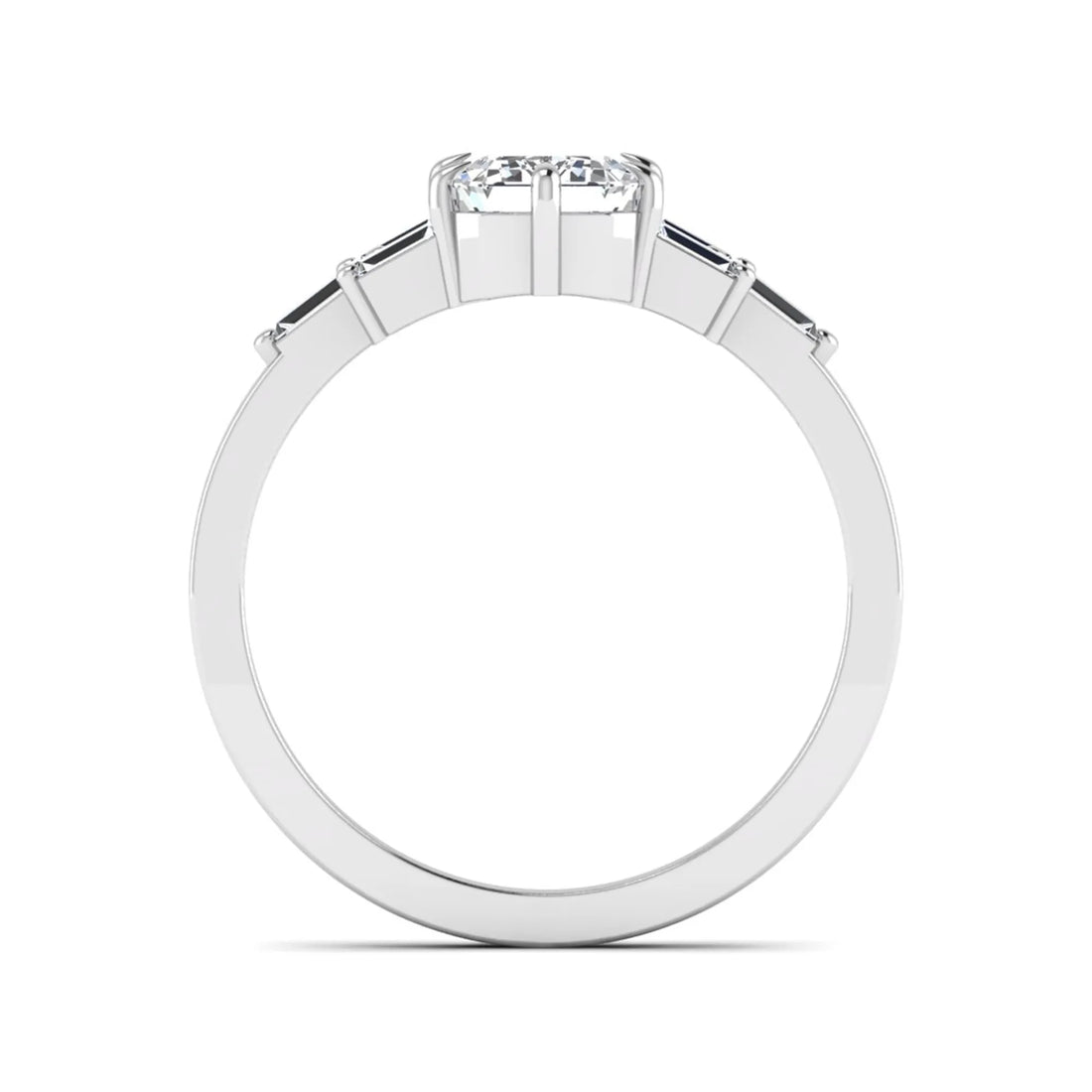 OctaPearl 1.5 ct Emerald Cut Lab Grown Diamond Three-Row Baguette Engagement Ring