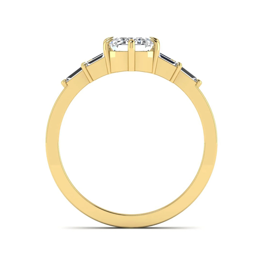 OctaPearl 1.5 ct Emerald Cut Lab Grown Diamond Three-Row Baguette Engagement Ring