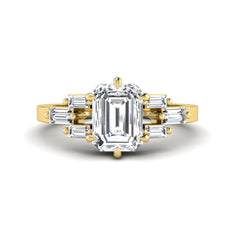 OctaPearl 1.5 ct Emerald Cut Lab Grown Diamond Three-Row Baguette Engagement Ring