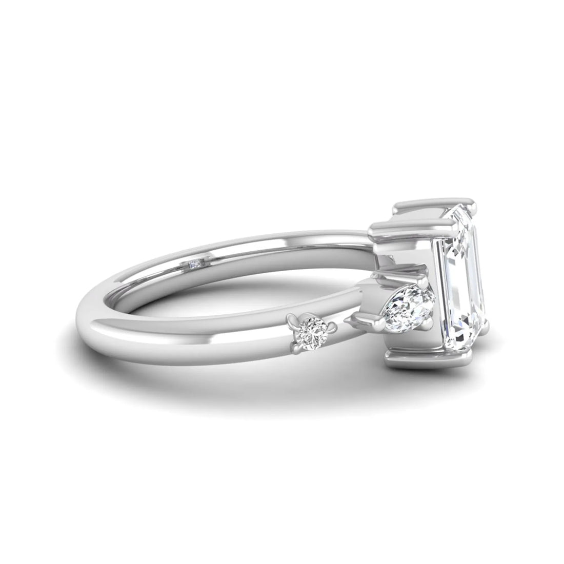 OctaPearl 1 ct Emerald Cut Lab Grown Diamond Five Stone Engagement Ring