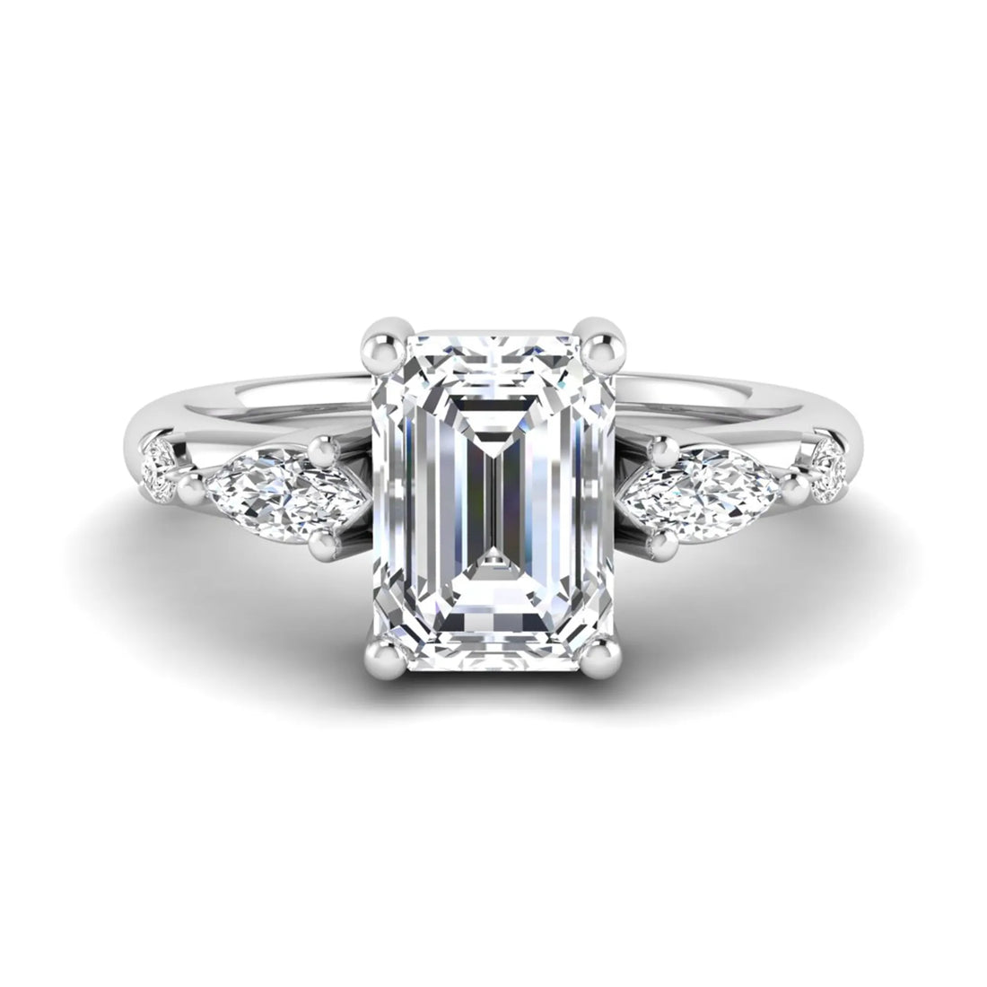 OctaPearl 1 ct Emerald Cut Lab Grown Diamond Five Stone Engagement Ring