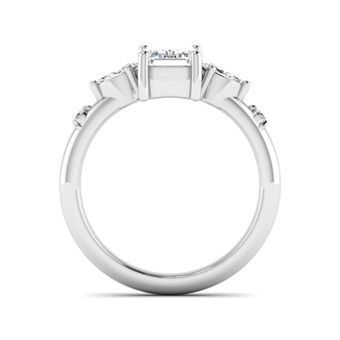 OctaPearl 1 ct Emerald Cut Lab Grown Diamond Five Stone Engagement Ring