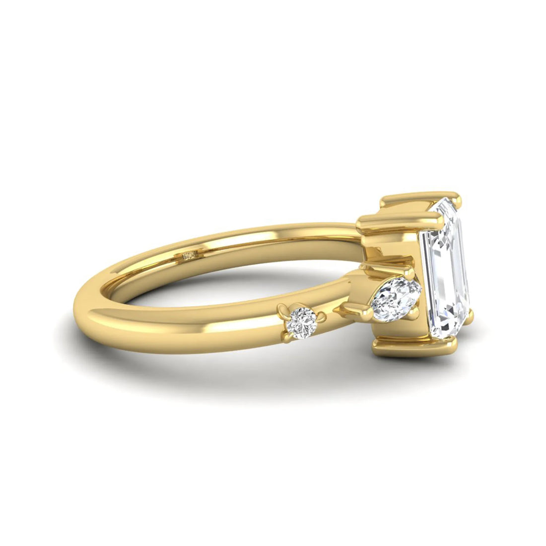 OctaPearl 1 ct Emerald Cut Lab Grown Diamond Five Stone Engagement Ring
