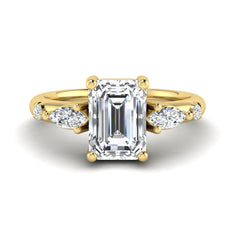 OctaPearl 1 ct Emerald Cut Lab Grown Diamond Five Stone Engagement Ring