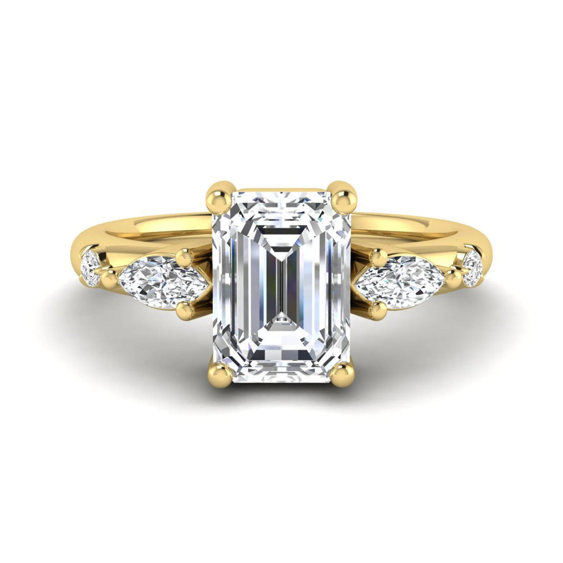 OctaPearl 1 ct Emerald Cut Lab Grown Diamond Five Stone Engagement Ring