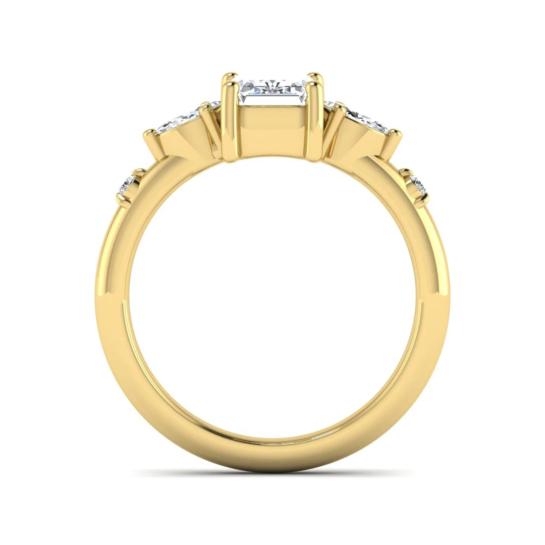 OctaPearl 1 ct Emerald Cut Lab Grown Diamond Five Stone Engagement Ring