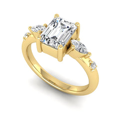 OctaPearl 1 ct Emerald Cut Lab Grown Diamond Five Stone Engagement Ring - alternate view