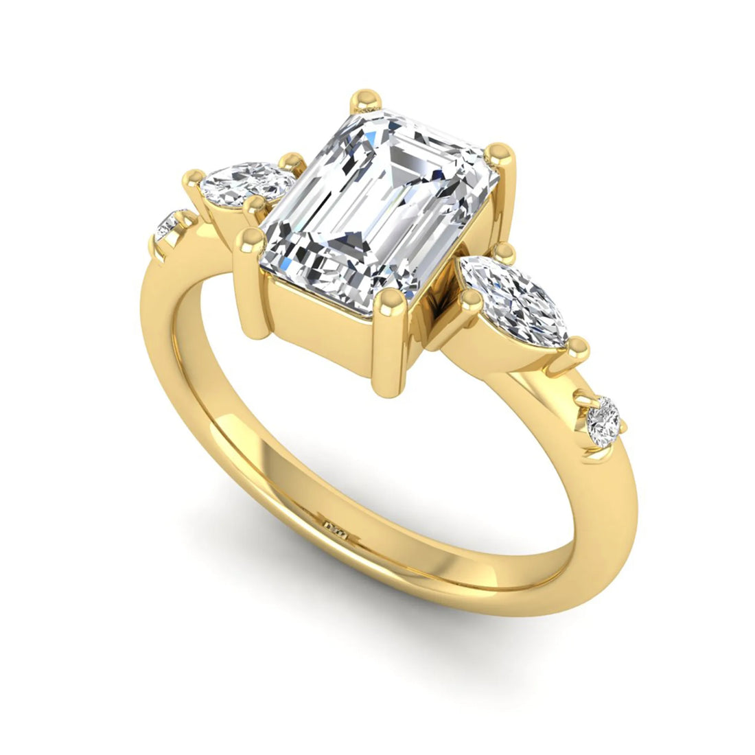 OctaPearl 1 ct Emerald Cut Lab Grown Diamond Five Stone Engagement Ring