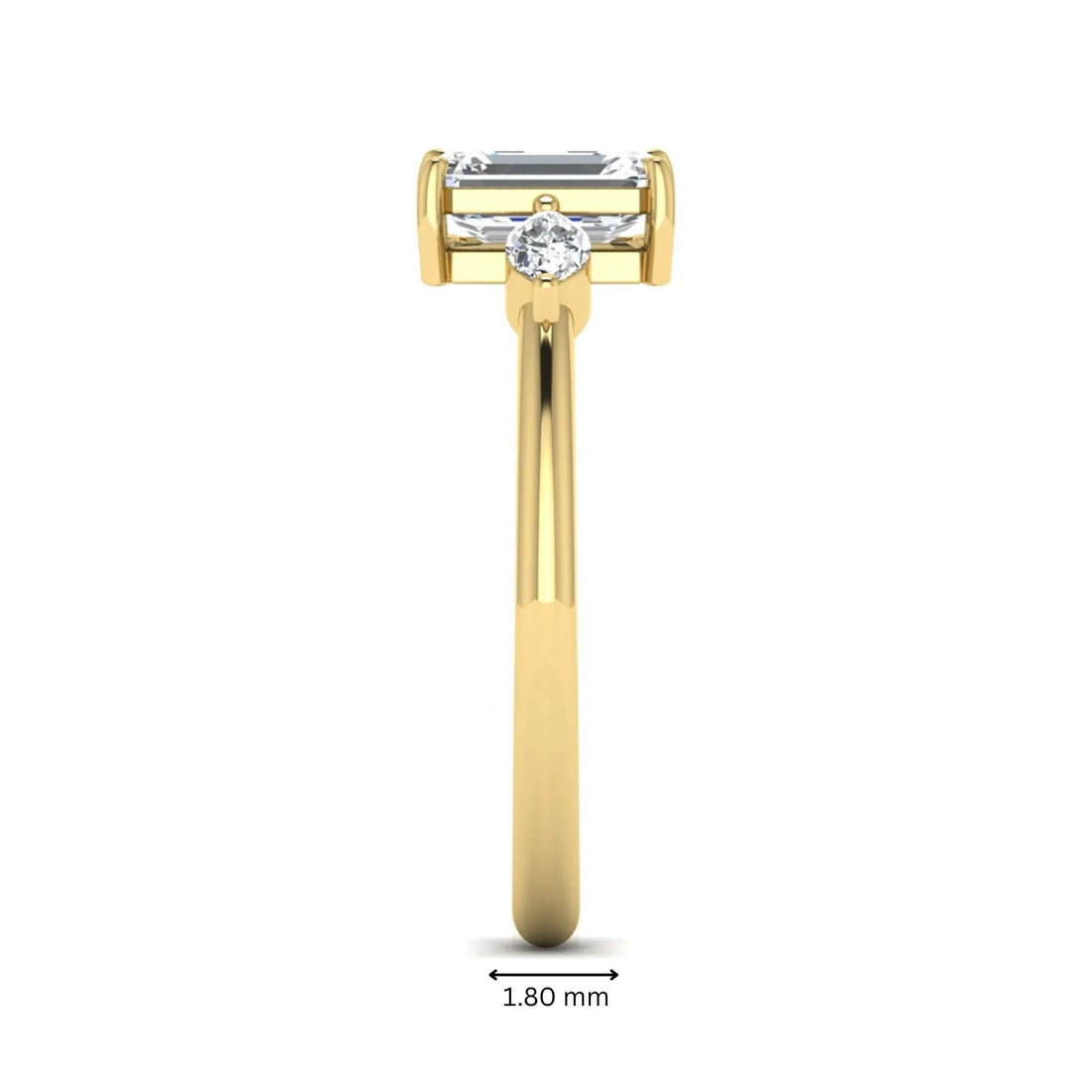 OctaPearl 1 ct Emerald Cut Three Stone Lab Grown Diamond Engagement Ring with Marquise Side Stones