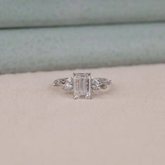 2.00 CT Emerald Moissanite Floral Pave Engagement Ring | OctaPearl