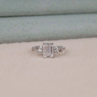 2.00 CT Emerald Moissanite Floral Pave Engagement Ring | OctaPearl