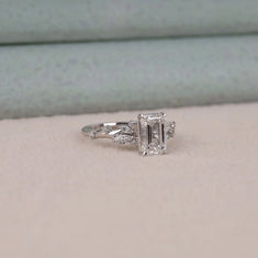 2.00 CT Emerald Moissanite Floral Pave Engagement Ring | OctaPearl - alternate view