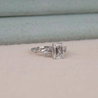 2.00 CT Emerald Moissanite Floral Pave Engagement Ring | OctaPearl